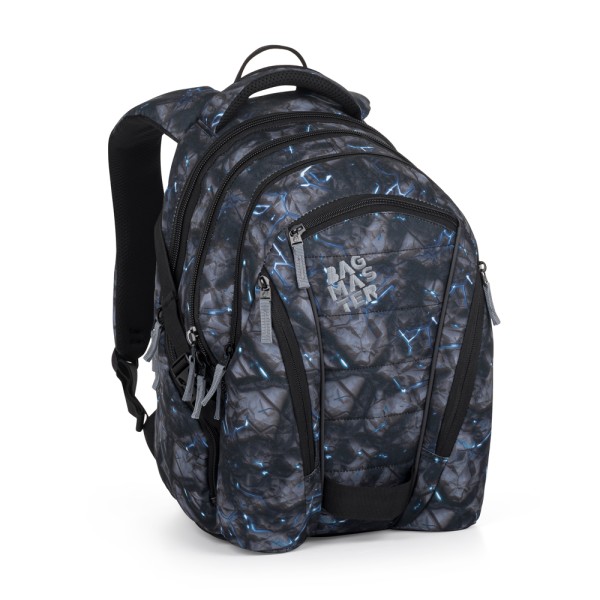 Plecak młodzieżowy BAG 24 A – szary z niebieskimi akcentami