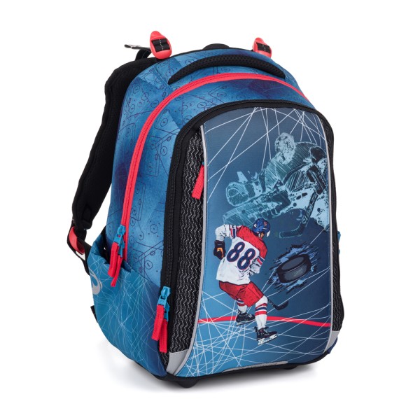 Dwukomorowy plecak szkolny z wyjmowanym pasem biodrowym – hokejowy